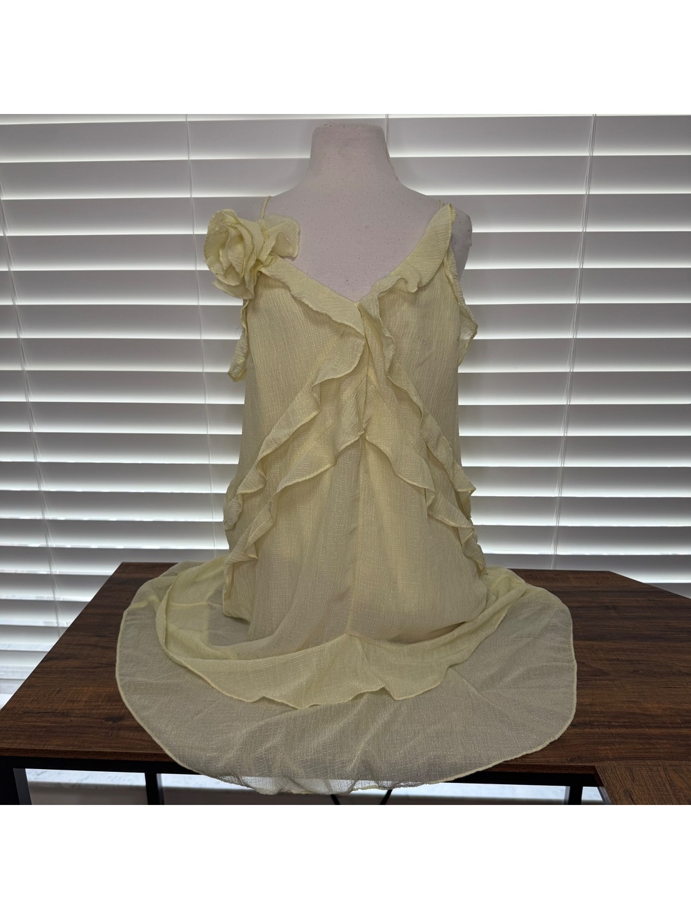 Vero Moda Yellow Ruffle Detail Sleeveless Dress Size XL